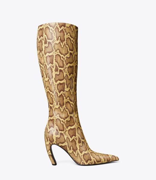 tory burch tall snake embossed leather boot
