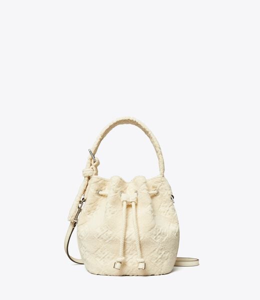tory burch t monogram terry mini bucket bag