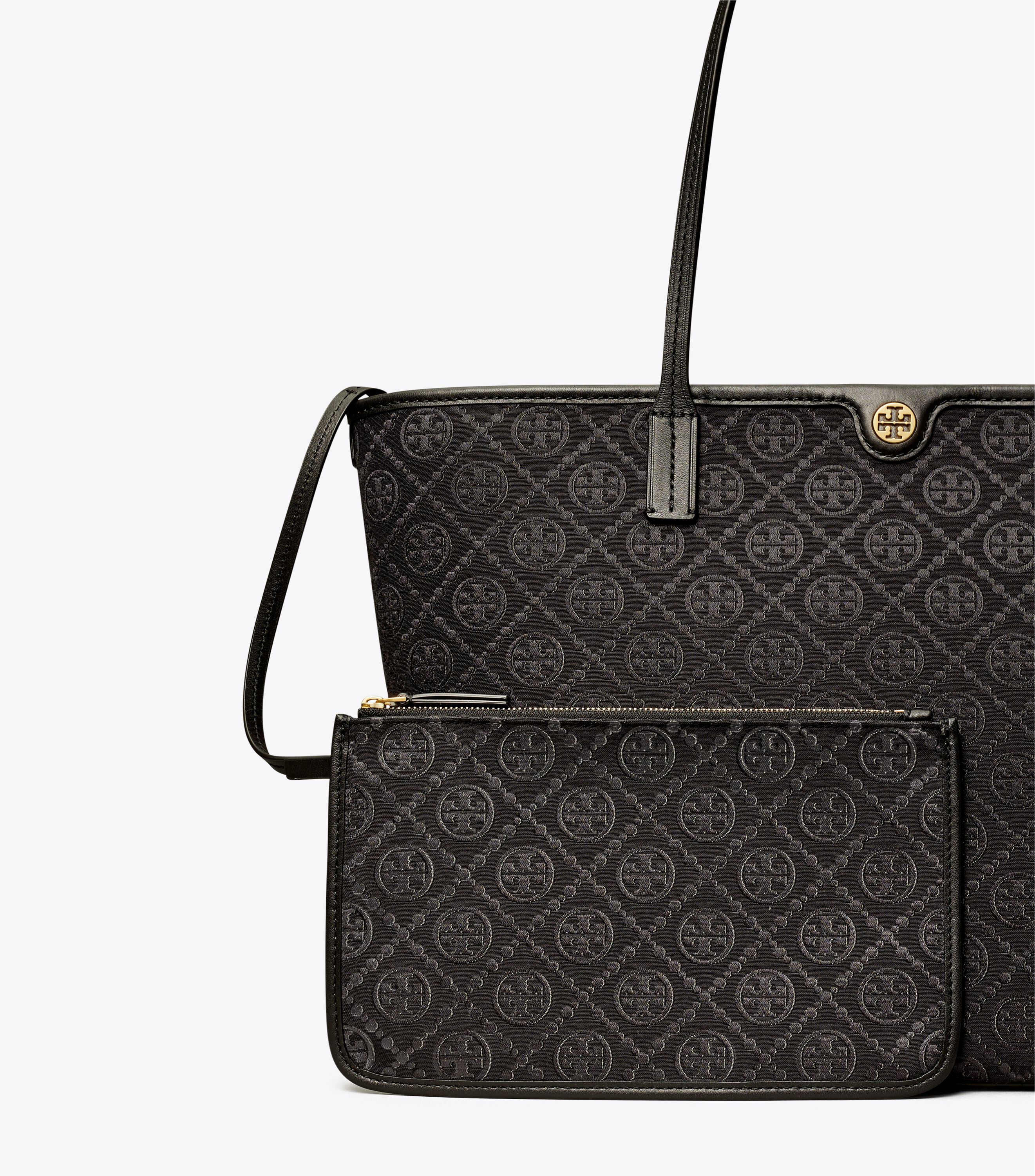 T Monogram Zip Tote, Black | Tory Burch UAE