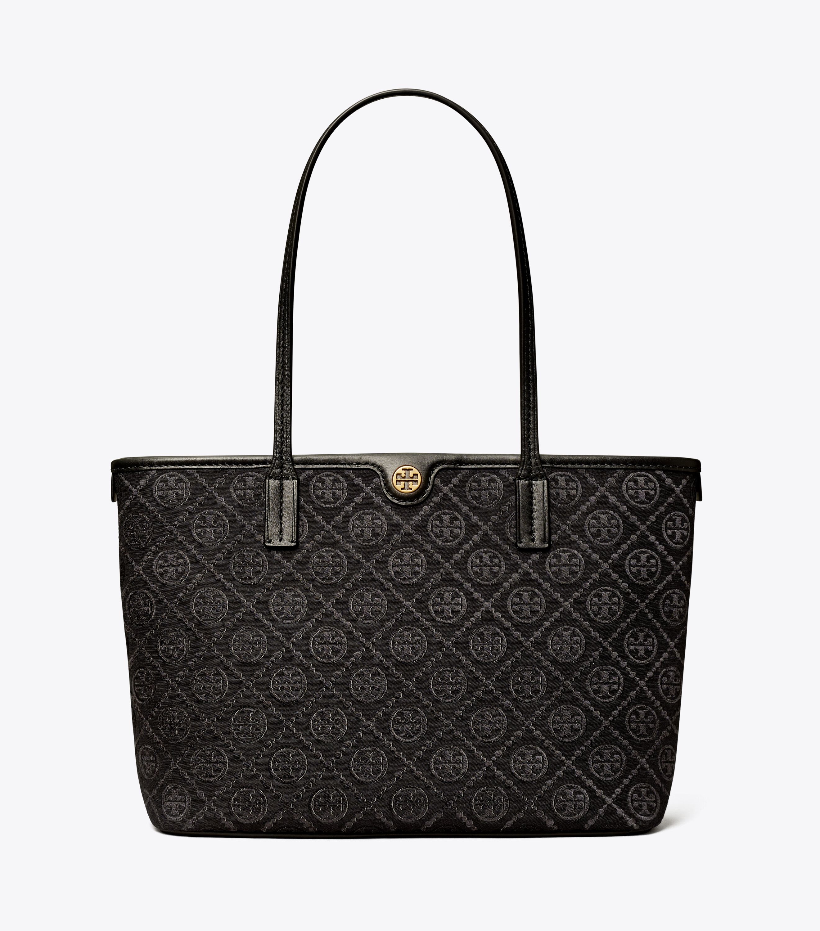 Small T Monogram Zip Tote, Black | Tory Burch UAE