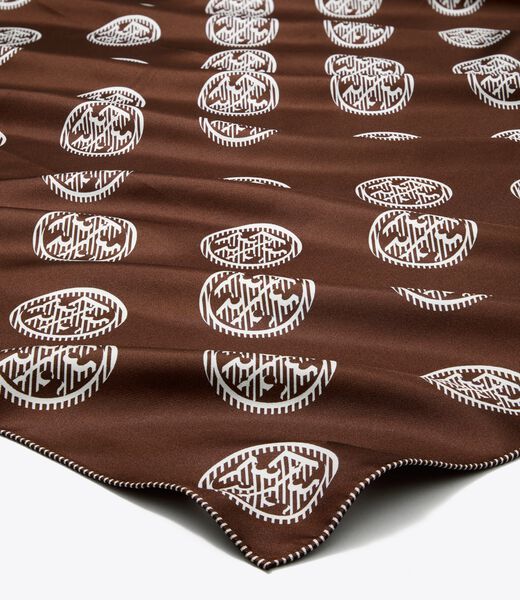 tory burch medallion logo silk square scarf