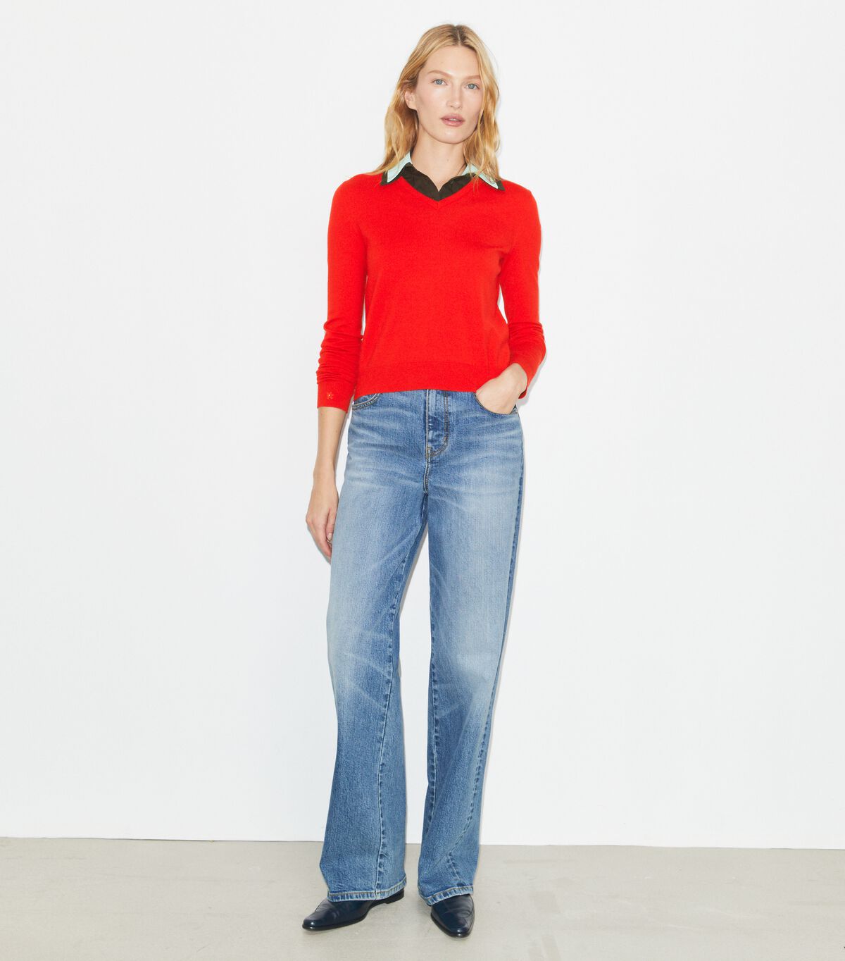 tory burch layered merino wool sweater