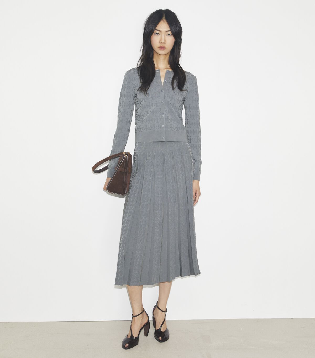 tory burch t monogram jacquard skirt