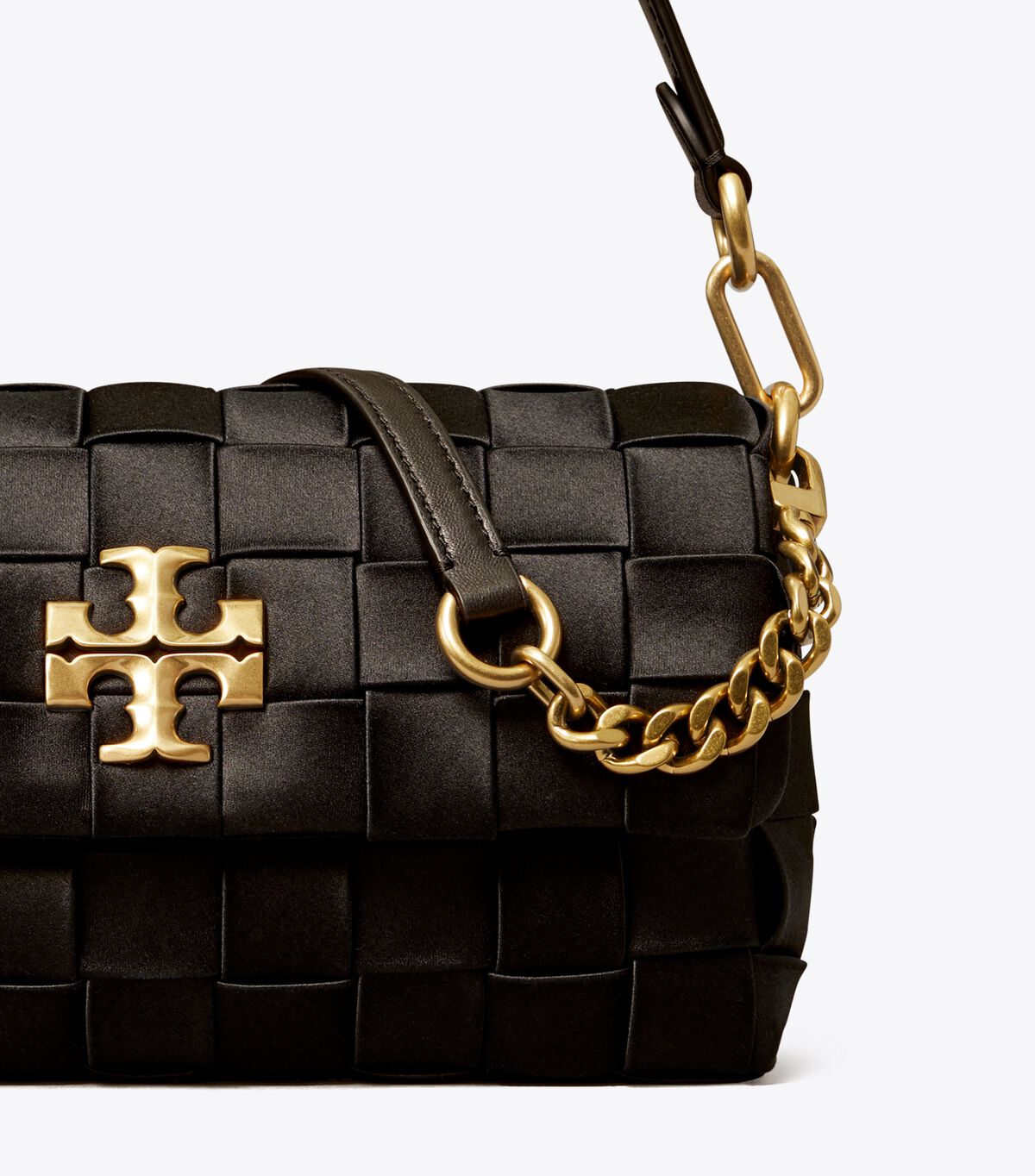 tory burch small kira woven flap shoulder bag