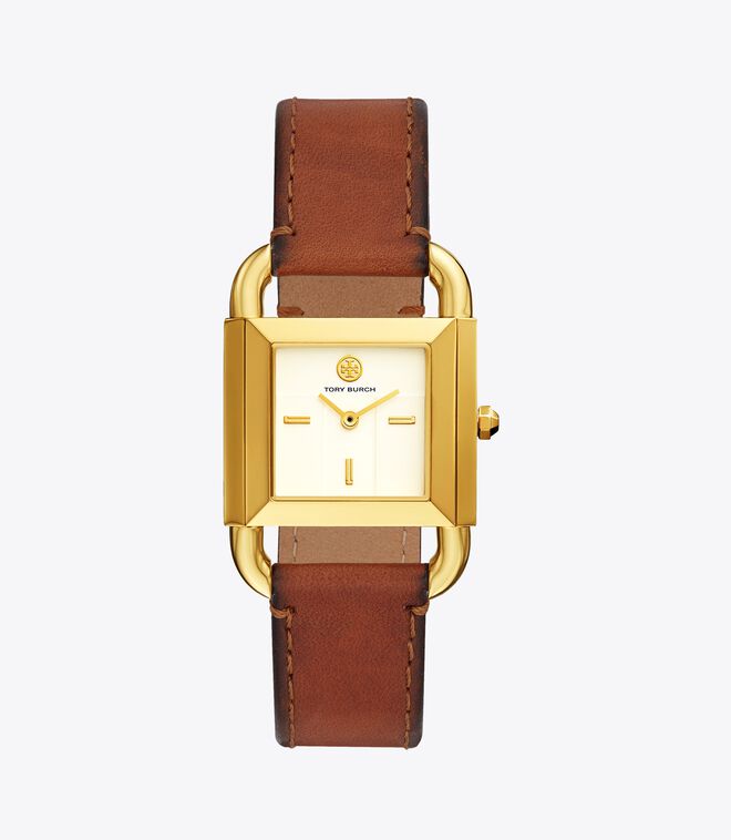 Phipps Watch, Luggage Leather/Gold-Tone, 24 X 24 MM