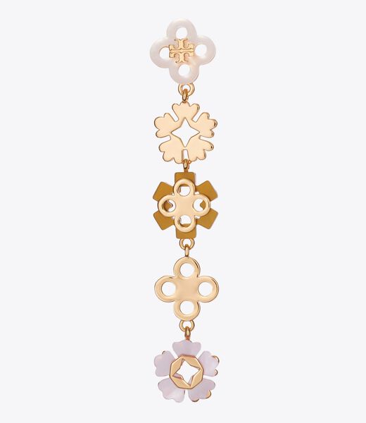 tory burch أقراط خطية بزهرة البرسيم