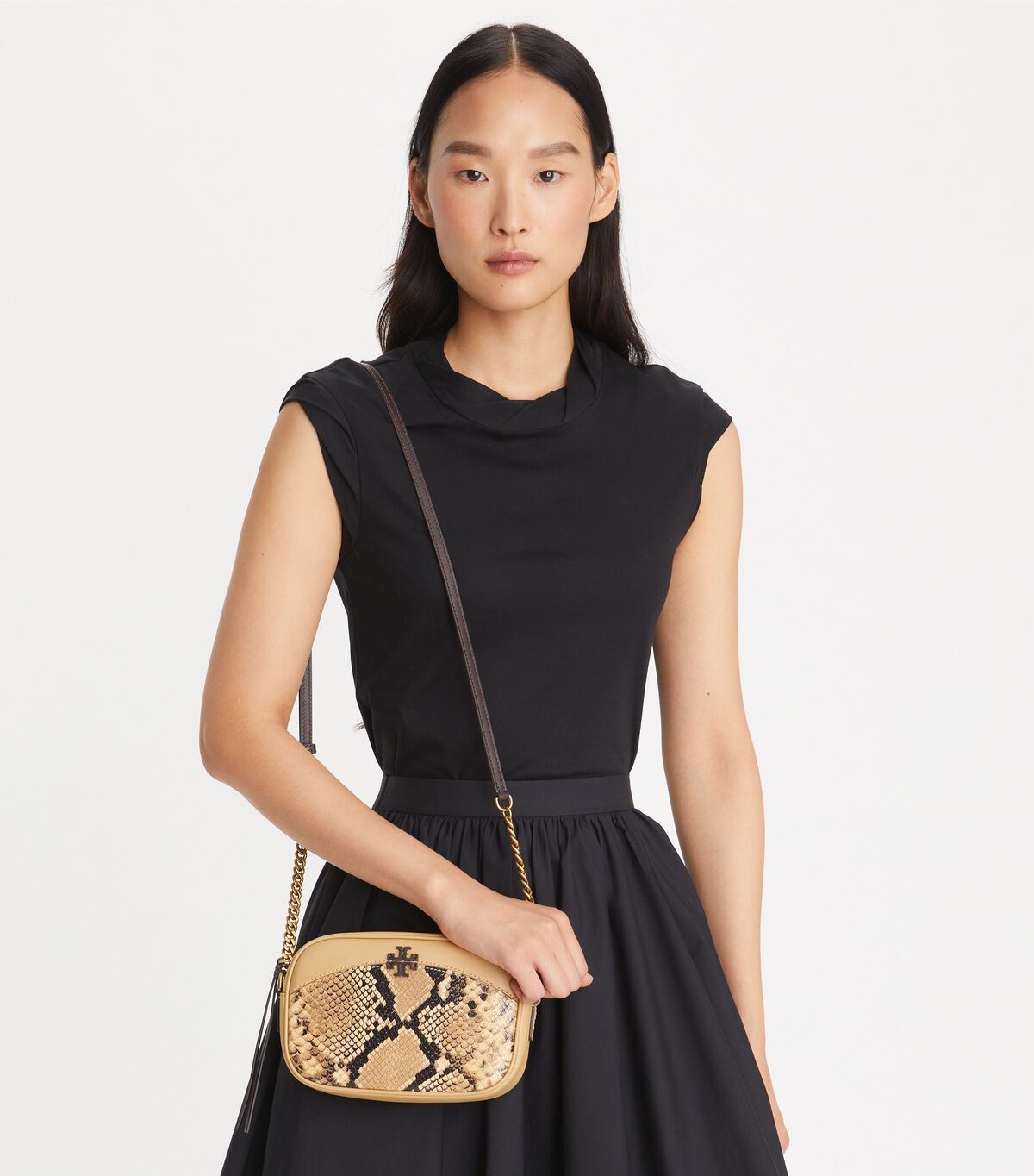 tory burch mcgraw snake embossed camera bag