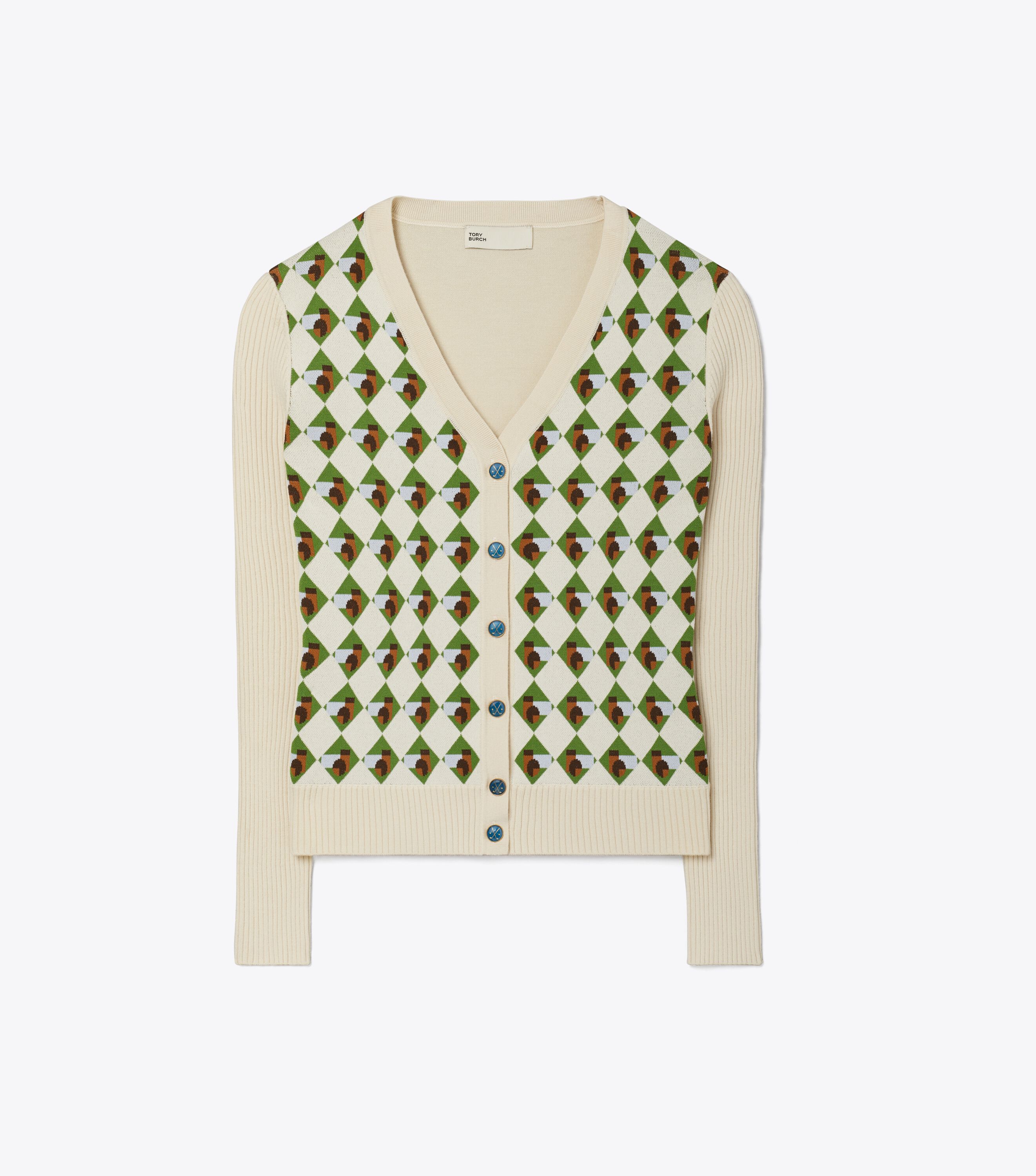 Tory Burch Merino Jacquard Front Cardigan Tory Burch UAE