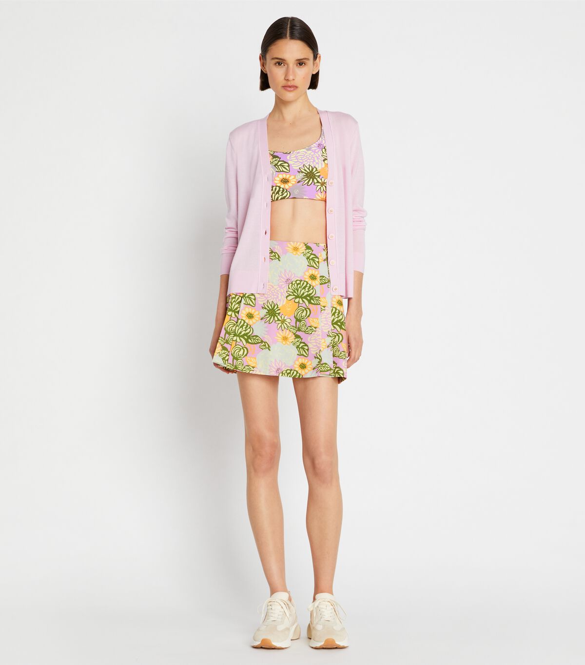 tory burch printed box pleat skort