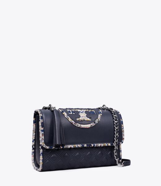 tory burch fleming tweed border convertible shoulder bag