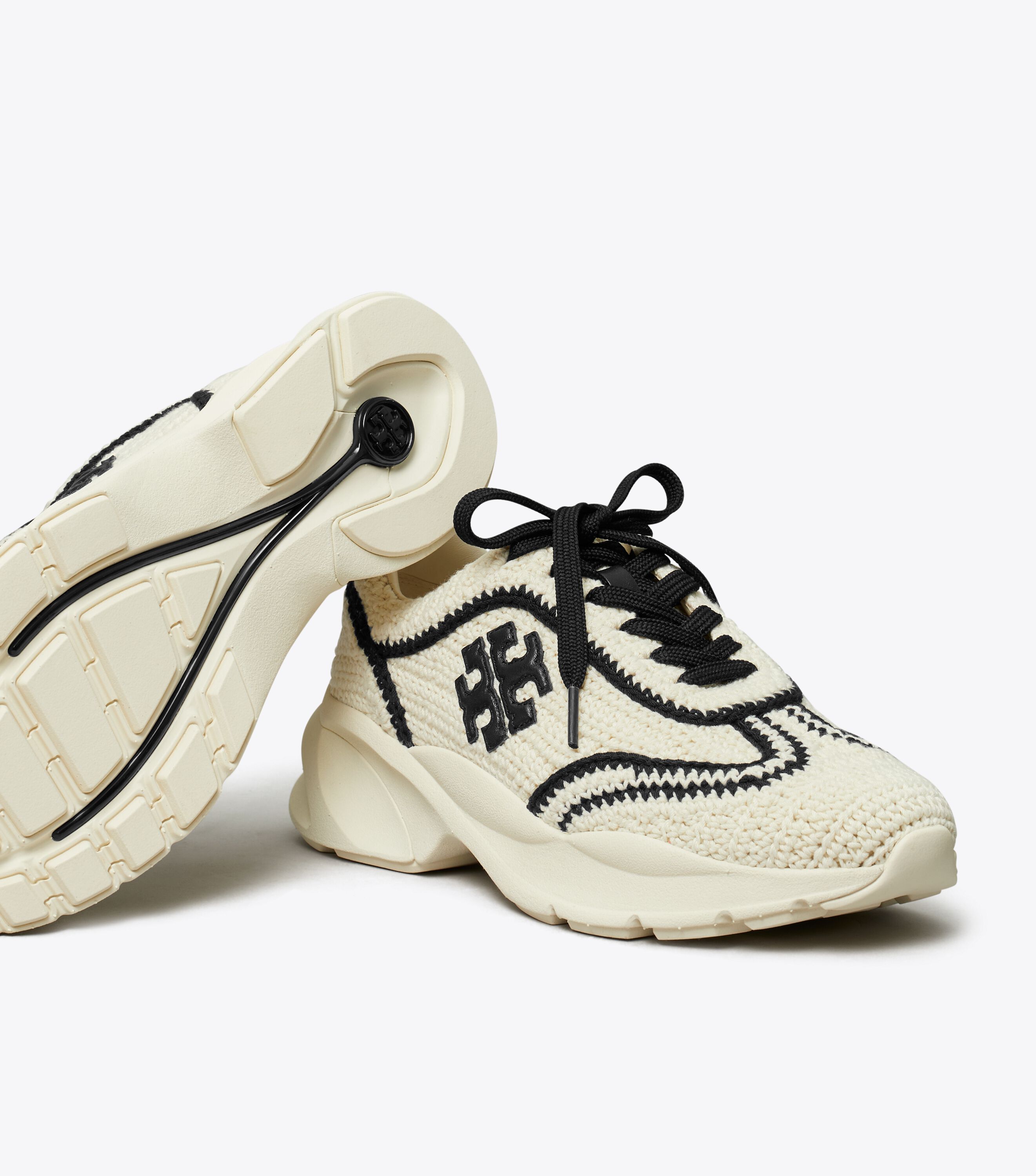 Good Luck Crochet Trainer, New Ivory / Perfect Black | Tory