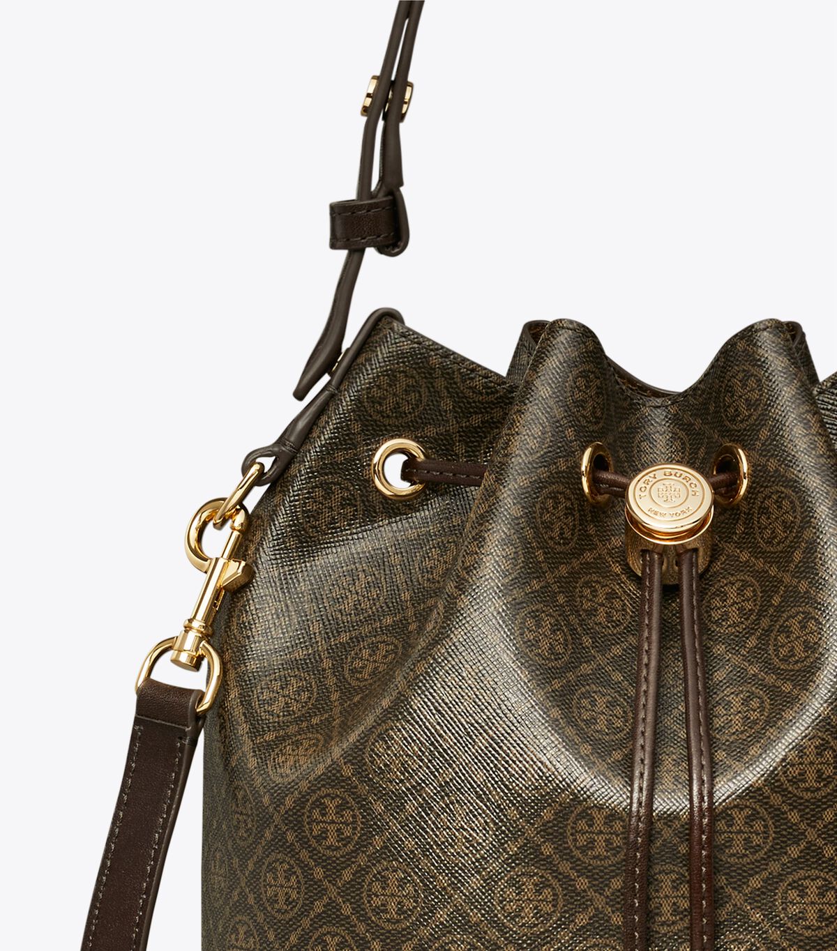 tory burch t monogram coated canvas bucket bag