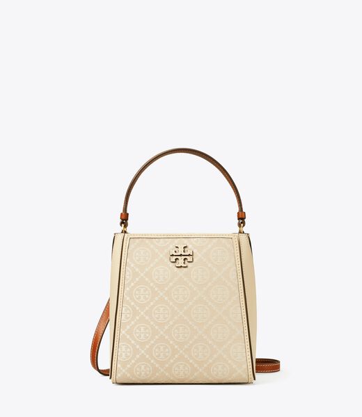 tory burch small t monogram mcgraw bucket bag