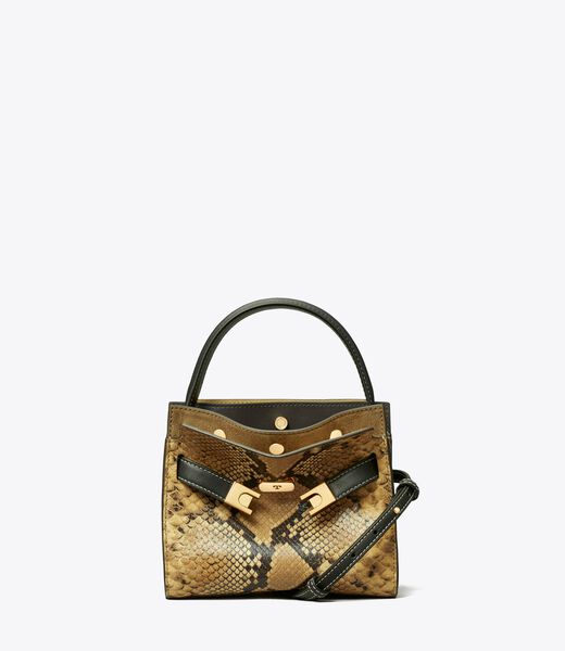 Petite Lee Radziwill Snake-Embossed Double Bag