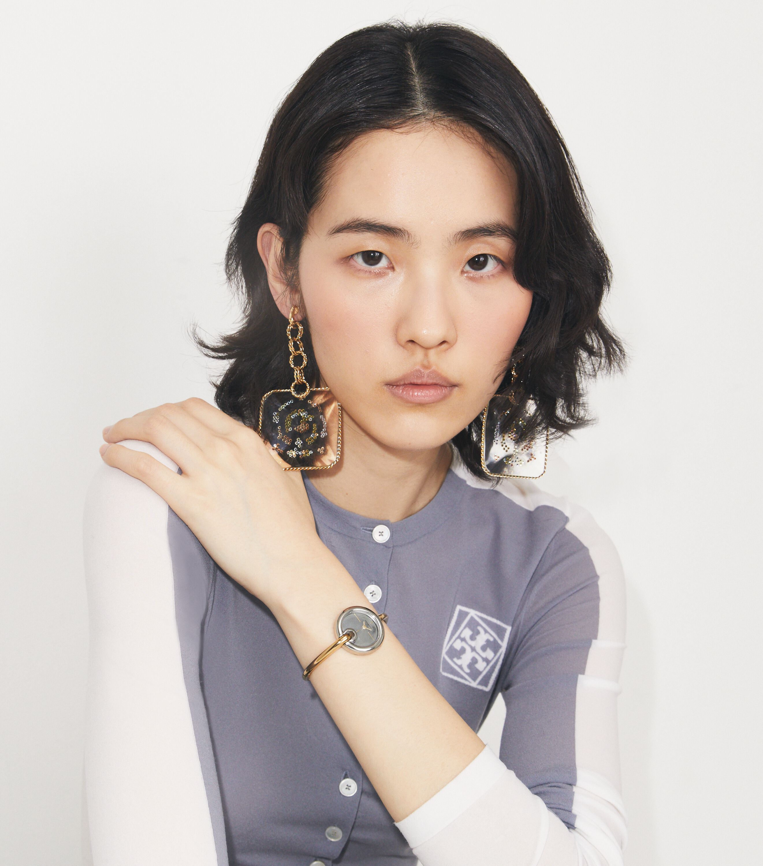 Small Pierced Bangle Watch, Mirror Silver/Two-Tone | Tory Burch UAE