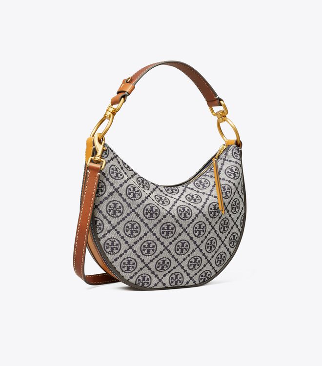 T Monogram Jacquard Mini Crescent Bag in Navy | Handbags | Tory Burch