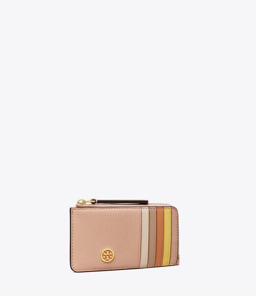 tory burch robinson pebbled top zip card case