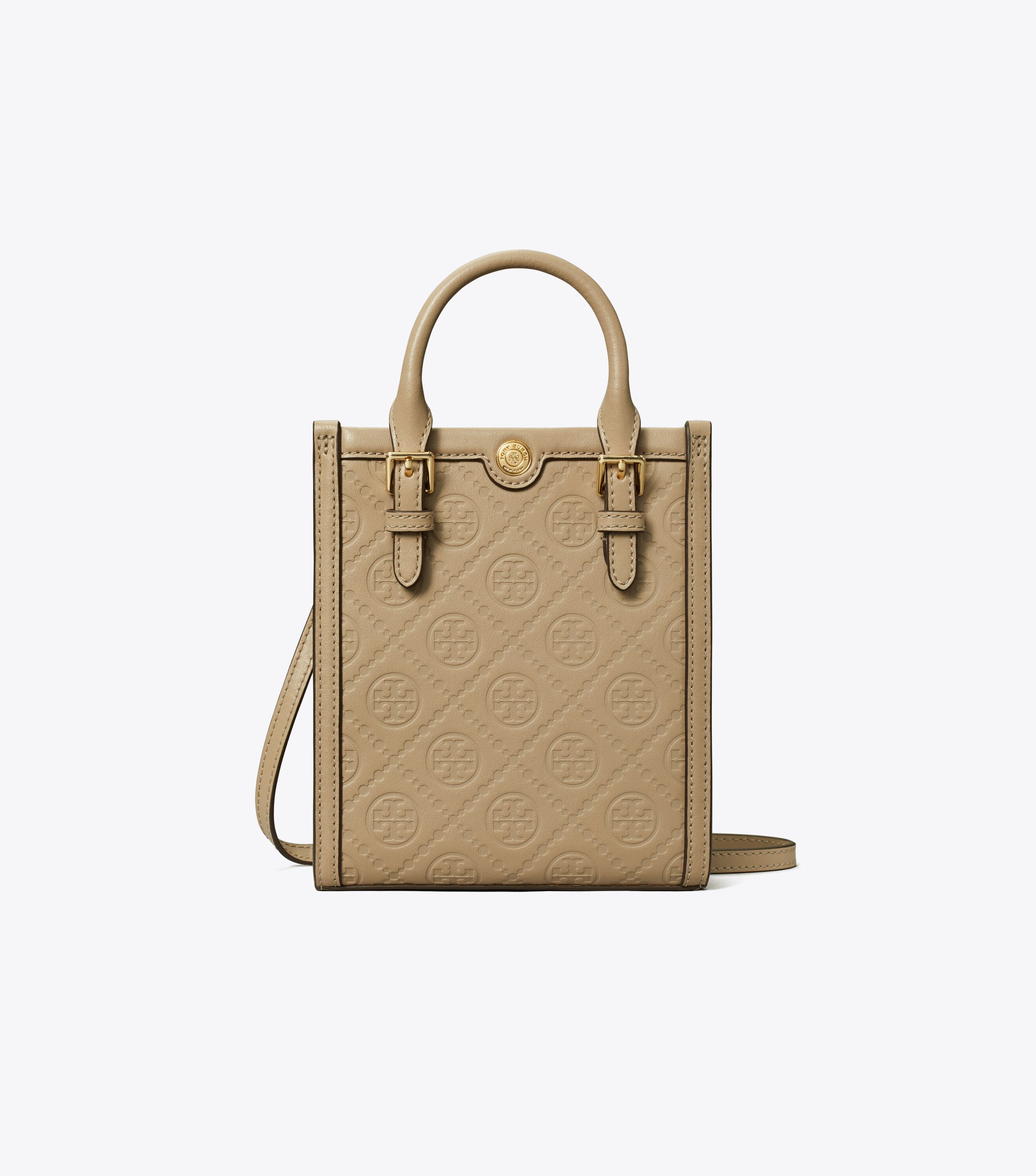 T Monogram Leather Mini Tote, Fresh Clay | Tory Burch UAE