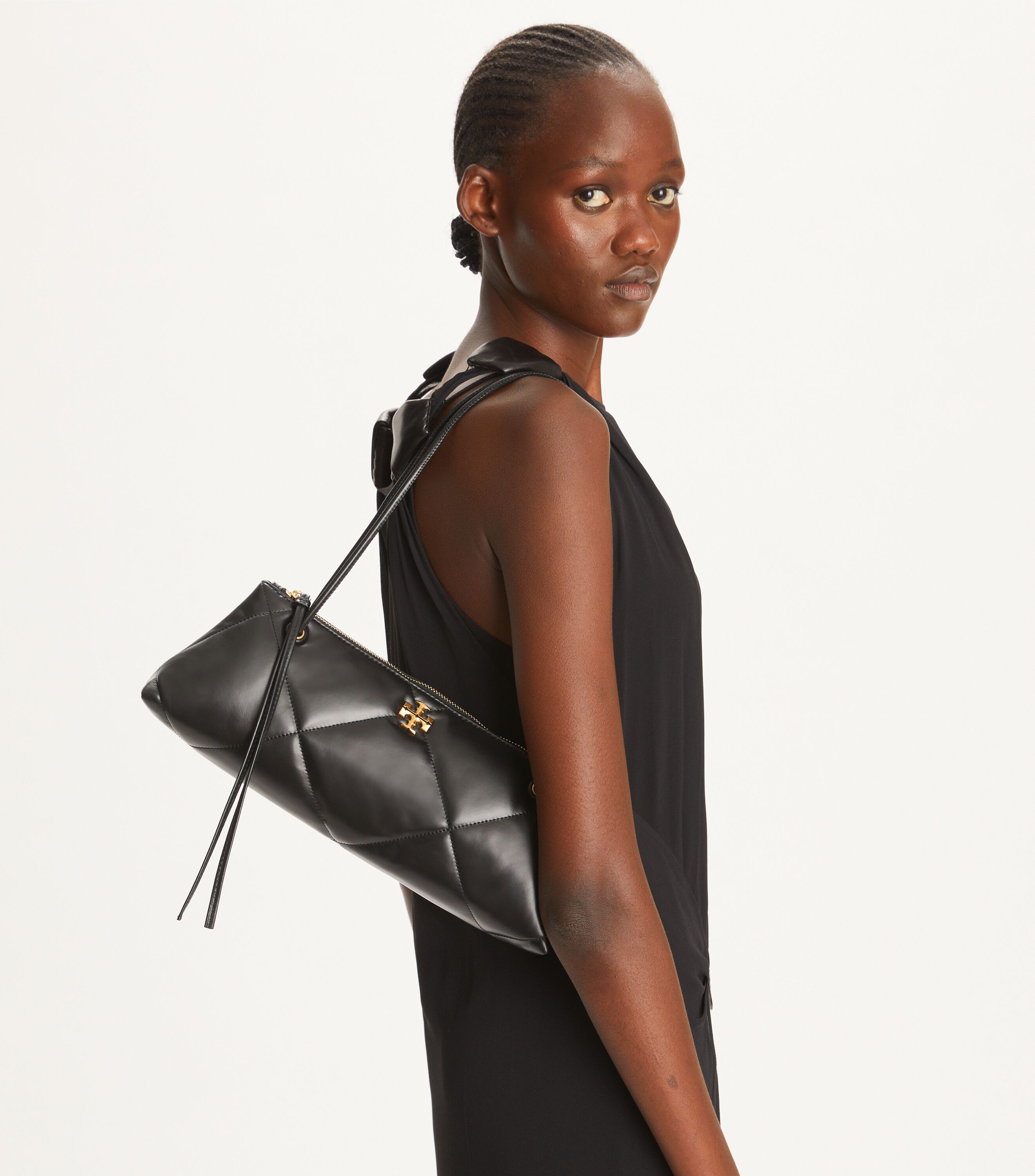 Kira Diamond Quilt East-West Shoulder Bag, Black | Tory Kira Diamond Quilt East-West Shoulder Bag, Black | Tory