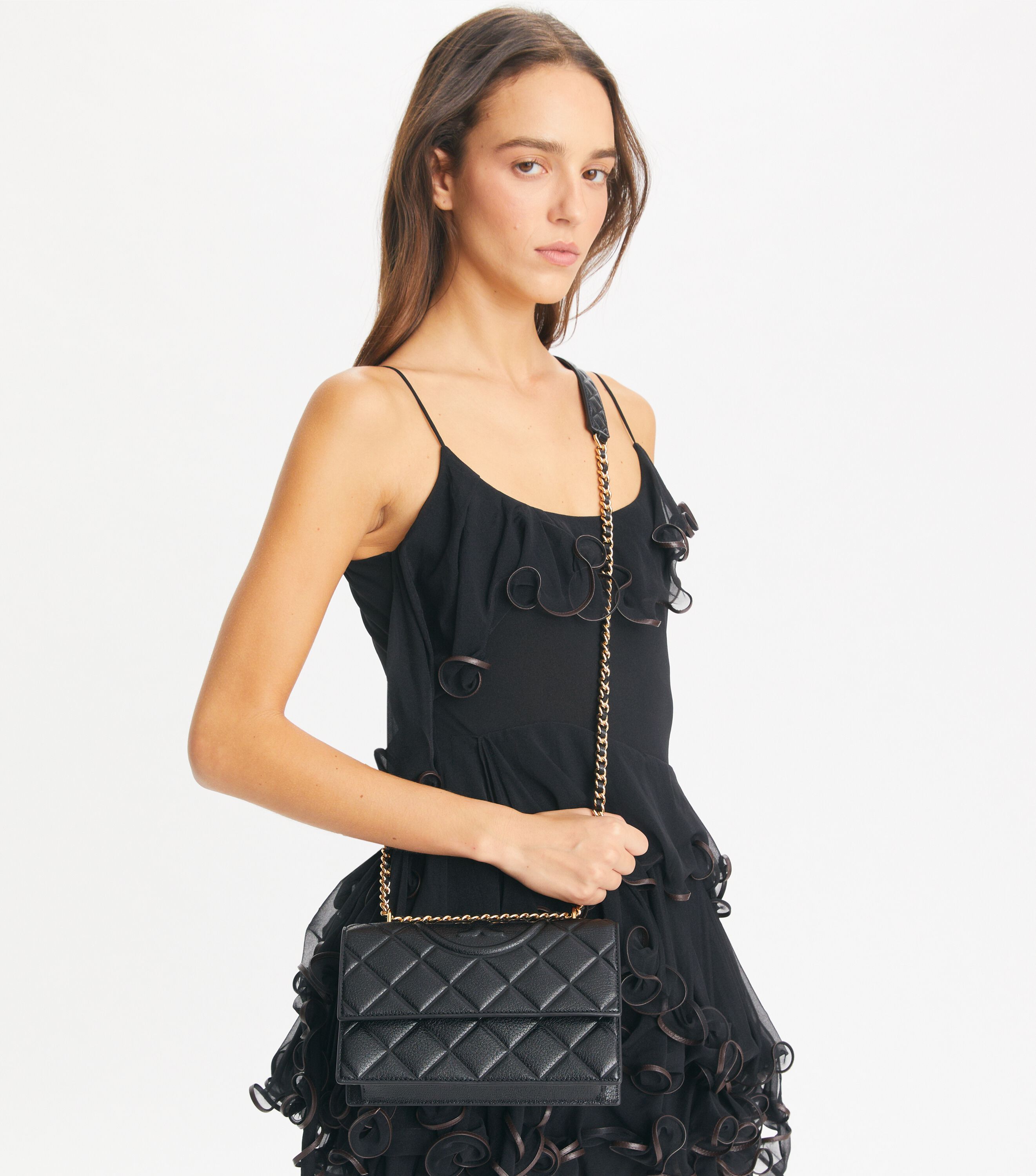 Tory burch fleming crossbody black sale