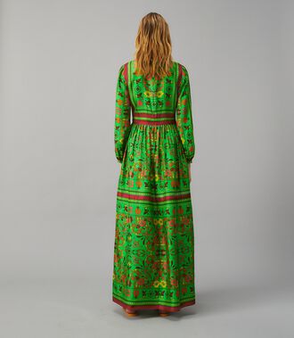 Silk Scarf Printed Long Dress