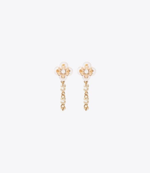 tory burch forget me not chain pearl earrings