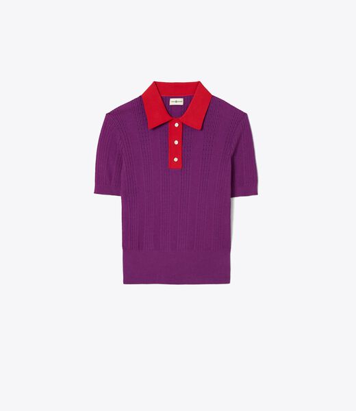 Cotton Pointelle Polo tory burch cotton pointelle polo