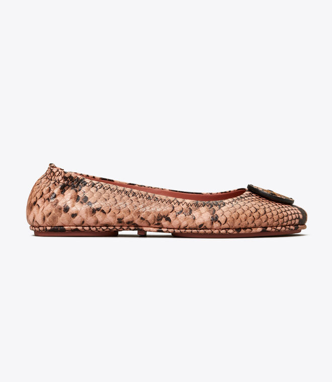 tory burch minnie travel ballet flat embossed leather