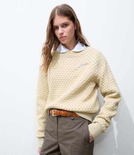 tory burch raffia embroidered wool sweater