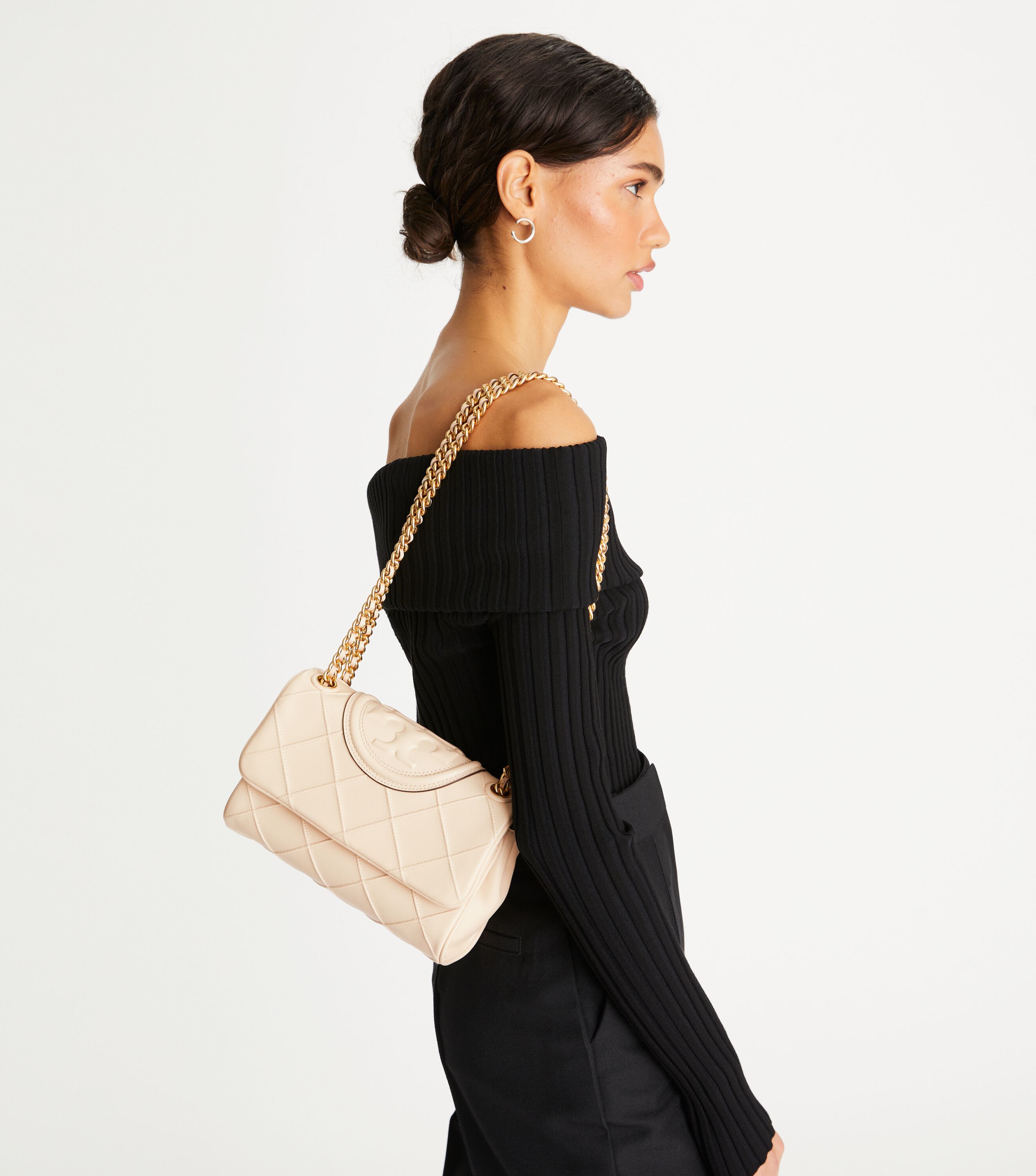 8071 TORY BURCH New Fleming Soft Small Convertible Shoulder Bag NEW CREAM