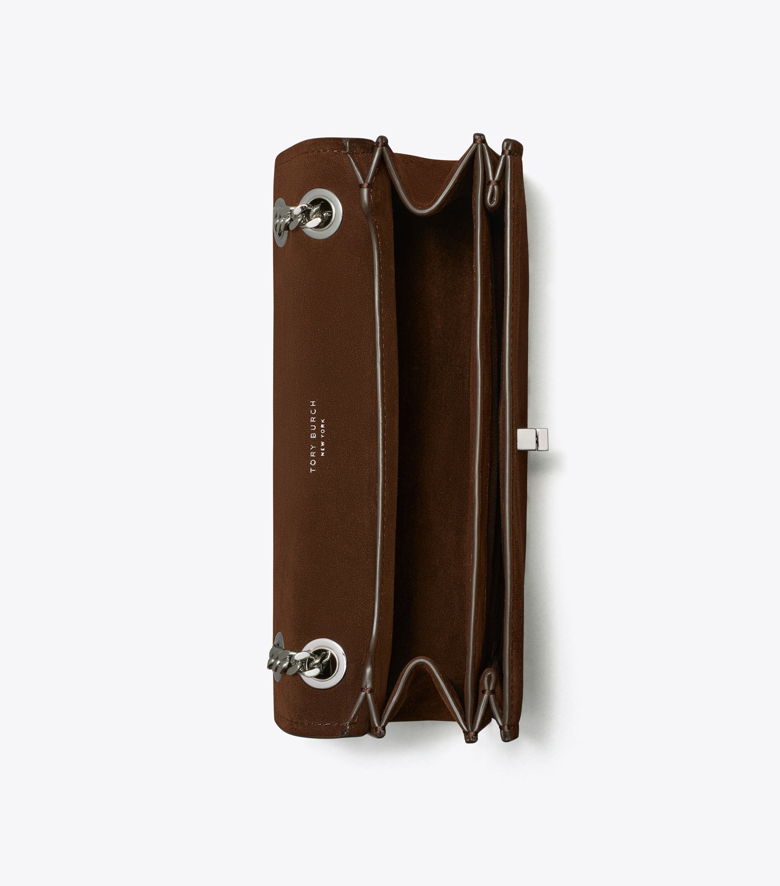 Kira Turnlock Suede Shoulder Bag, Dark Cocoa | Tory Burch UAE