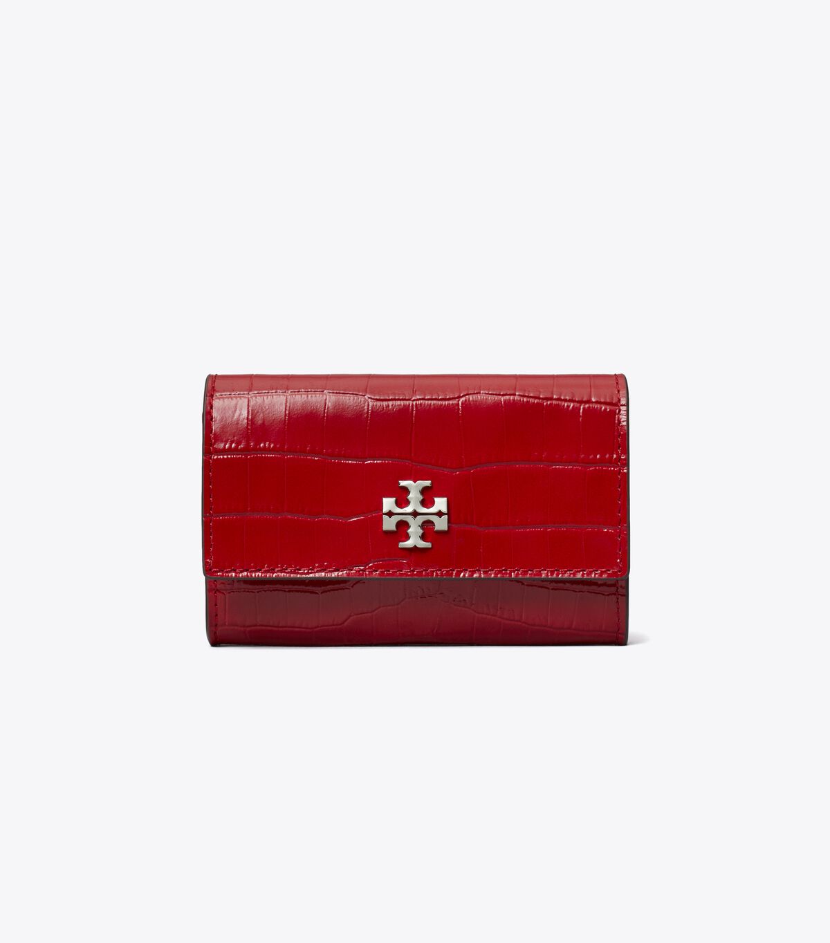 tory burch kira croc embossed flap card case