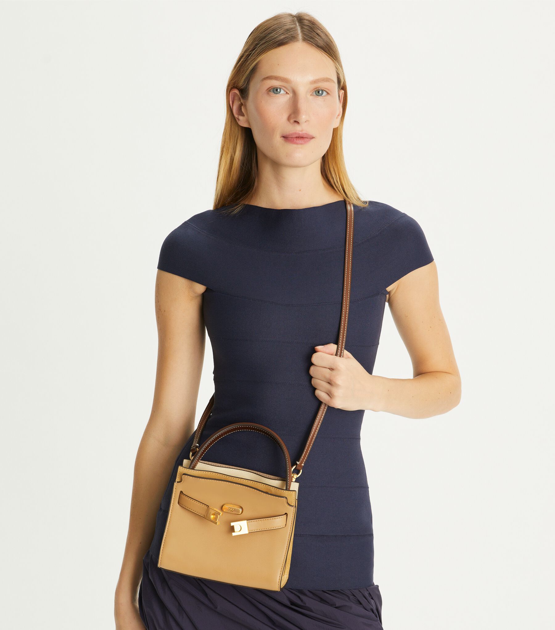 Petite Lee Radziwill Double Bag, Ginger Shortbread Tory Burch UAE
