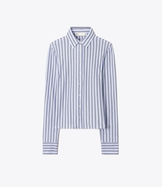 tory burch striped cotton piqu  polo shirt
