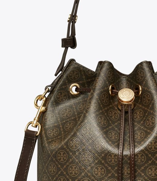 tory burch t monogram coated canvas bucket bag