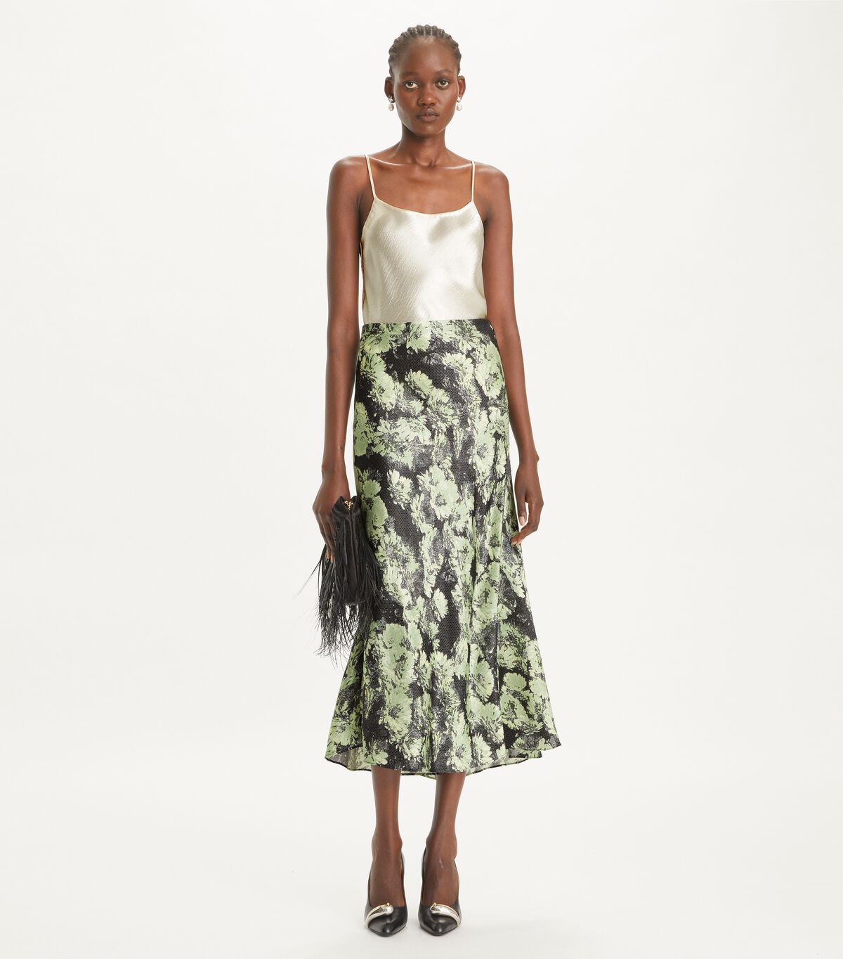 tory burch printed satin skirt