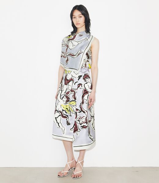 tory burch printed satin skirt
