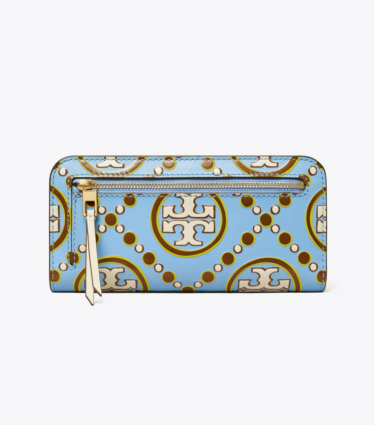 محفظة رفيعة بسحّاب ونقشة مونوغرام على شكل حرف T tory burch محفظة رفيعة بسحّاب ونقشة مونوغرام على شكل حرف t