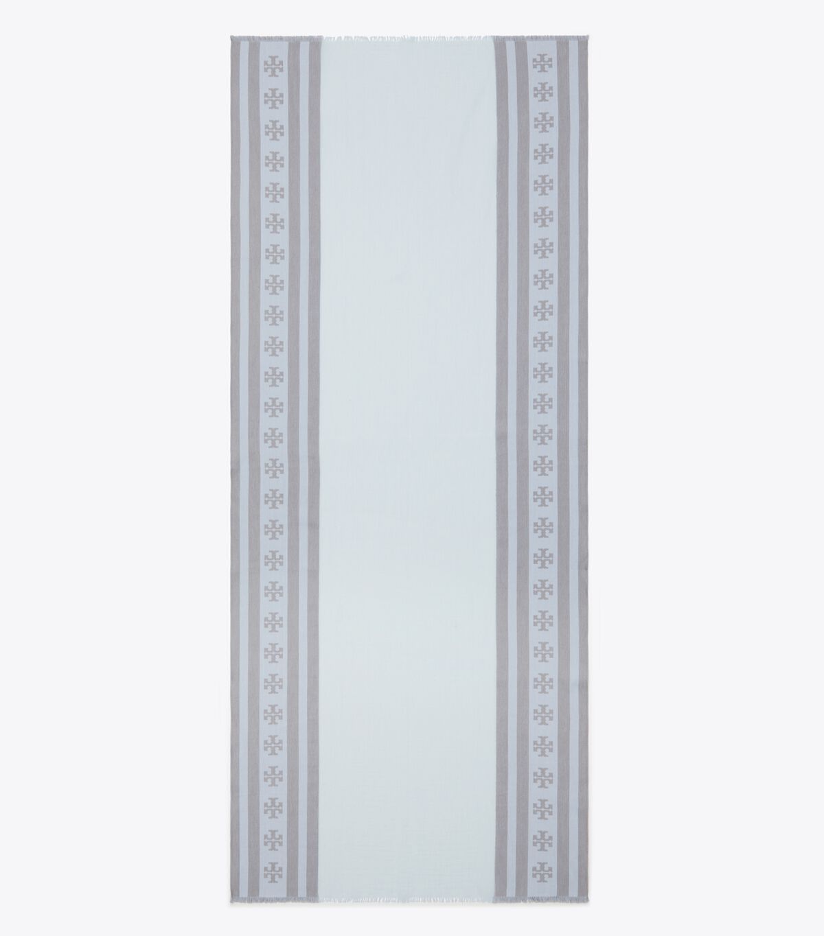 وشاح مستطيل مخطط بشعار الماركة tory burch وشاح مستطيل مخطط بشعار الماركة