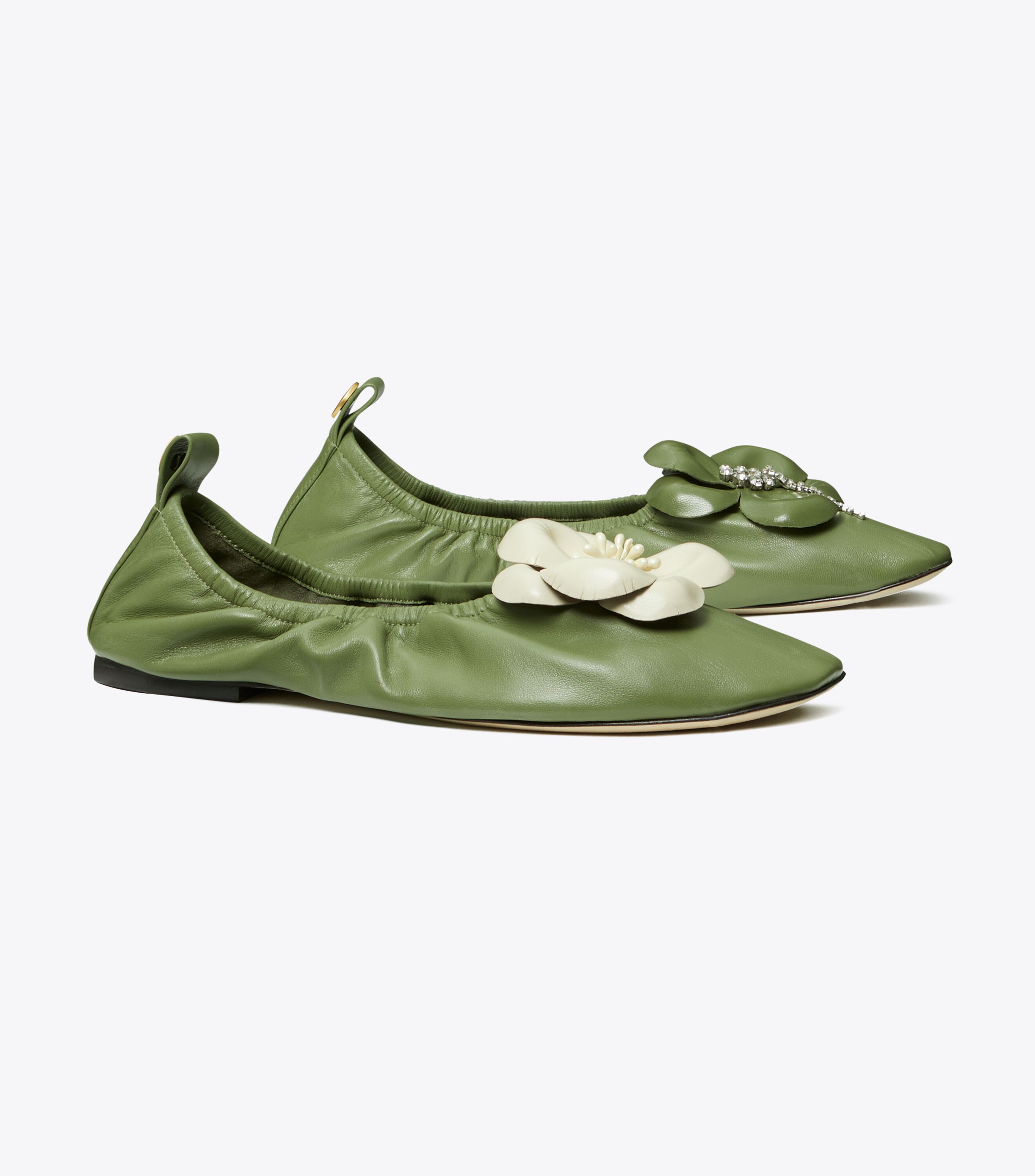 Tory burch green ballet flats 2025