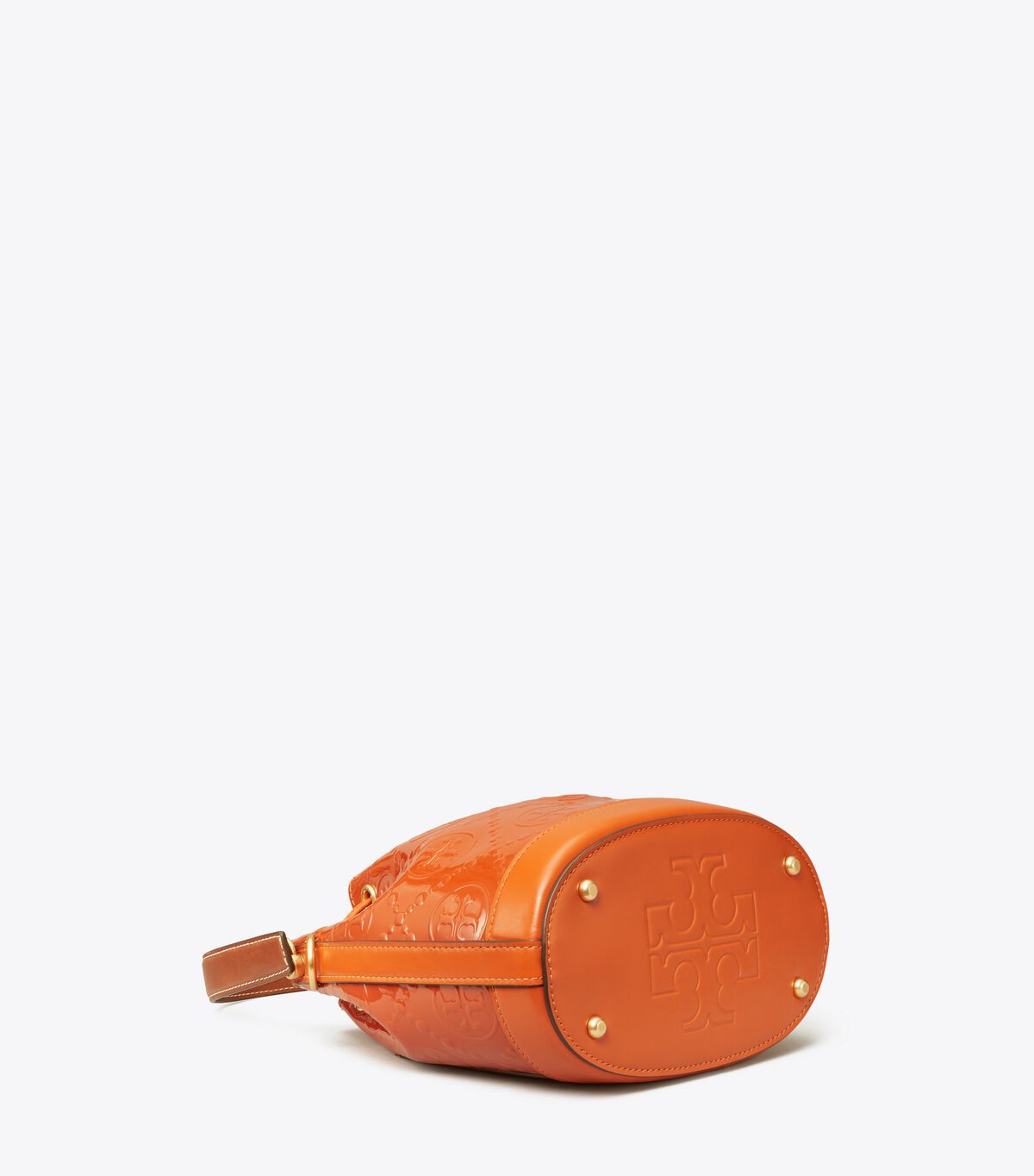 tory burch t monogram patent embossed bucket bag