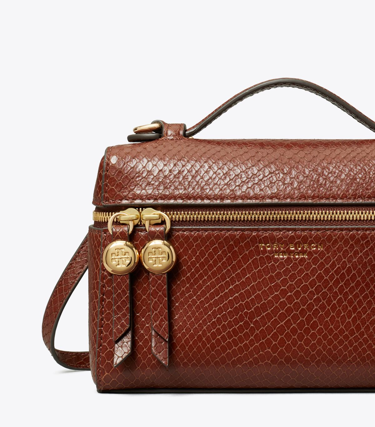 tory burch حقيبة رومي بمقبض علوي نحيف منقوش بنقشة جلد الأفعى