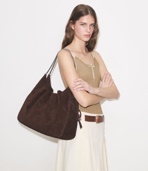 tory burch large fleming suede tote