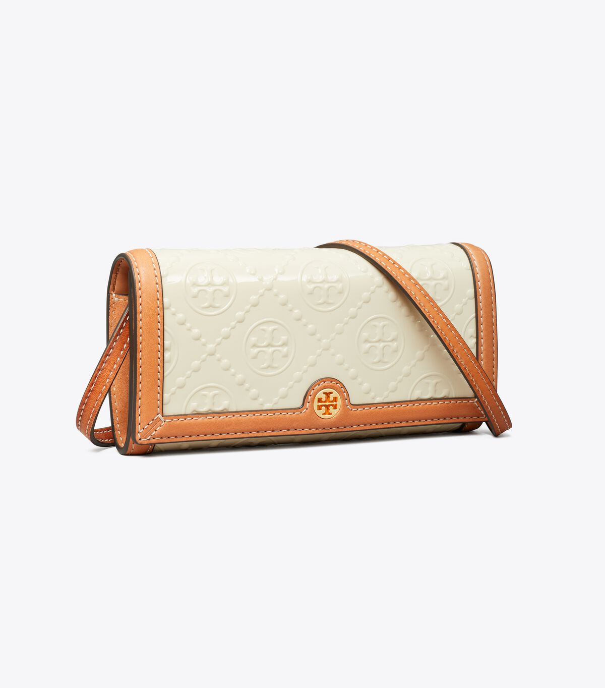 tory burch t monogram patent chain wallet