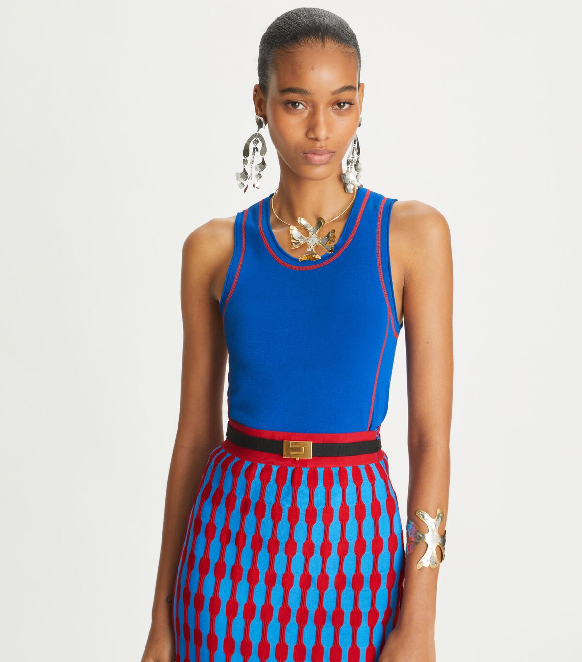 tory burch viscose cropped knit tank