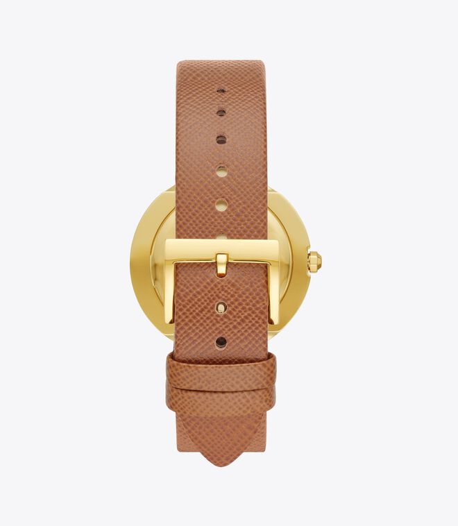 Bailey Watch, Luggage Leather/Gold Tone/Ivory, 34 MM