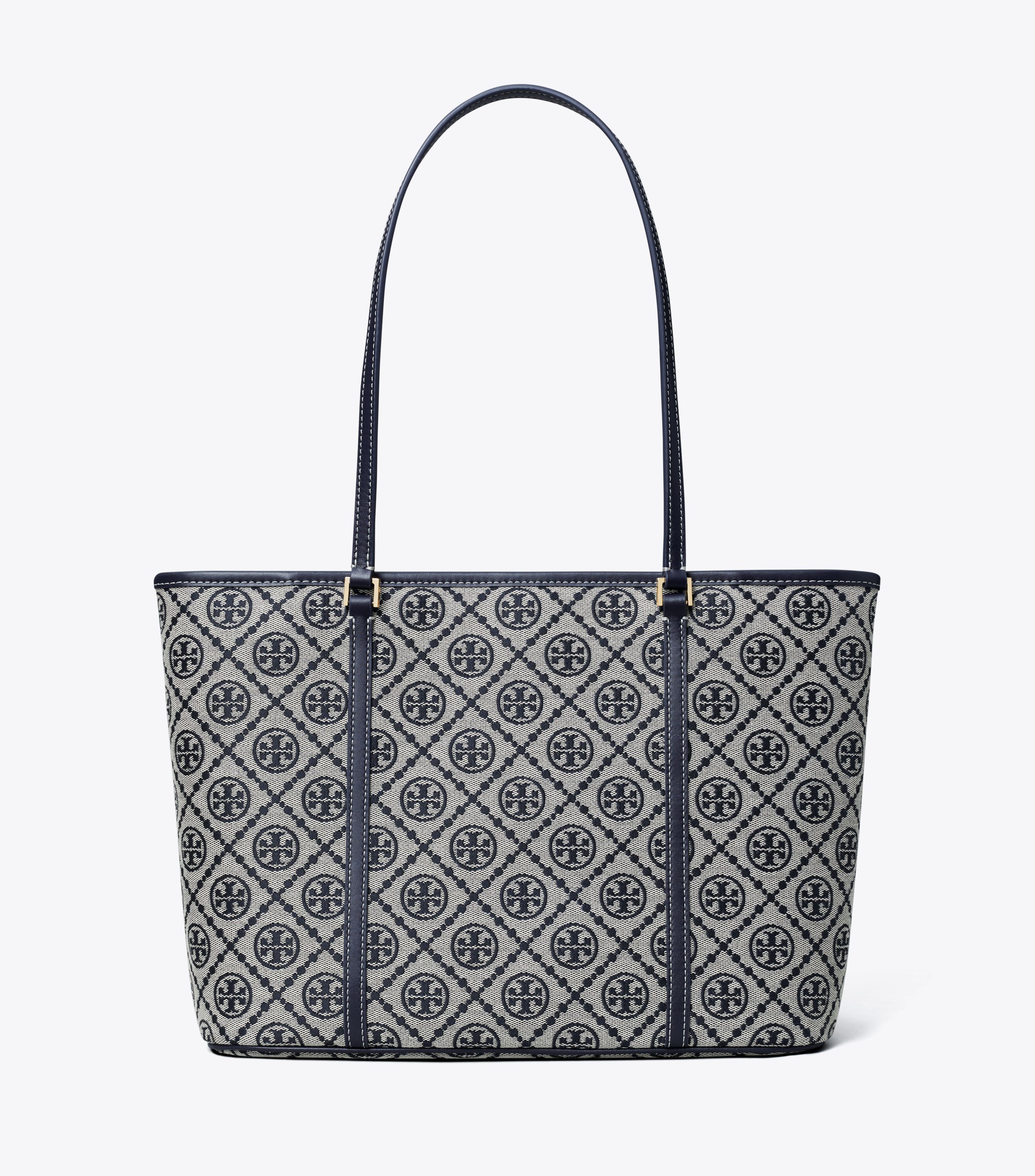 T Monogram Small Zip Tote, Tory Navy | Tory Burch UAE