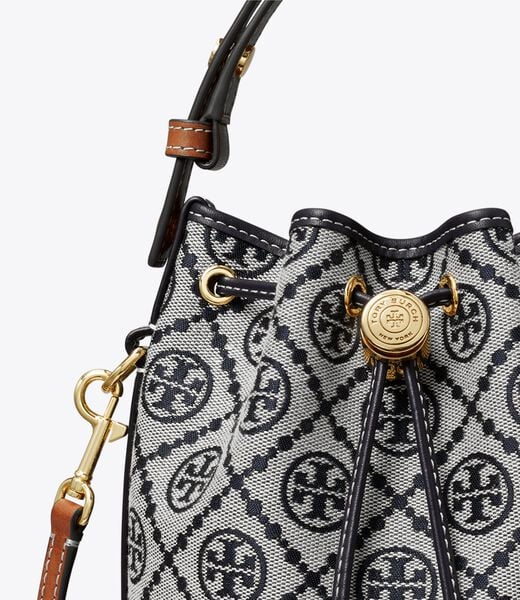 tory burch t monogram mini bucket bag