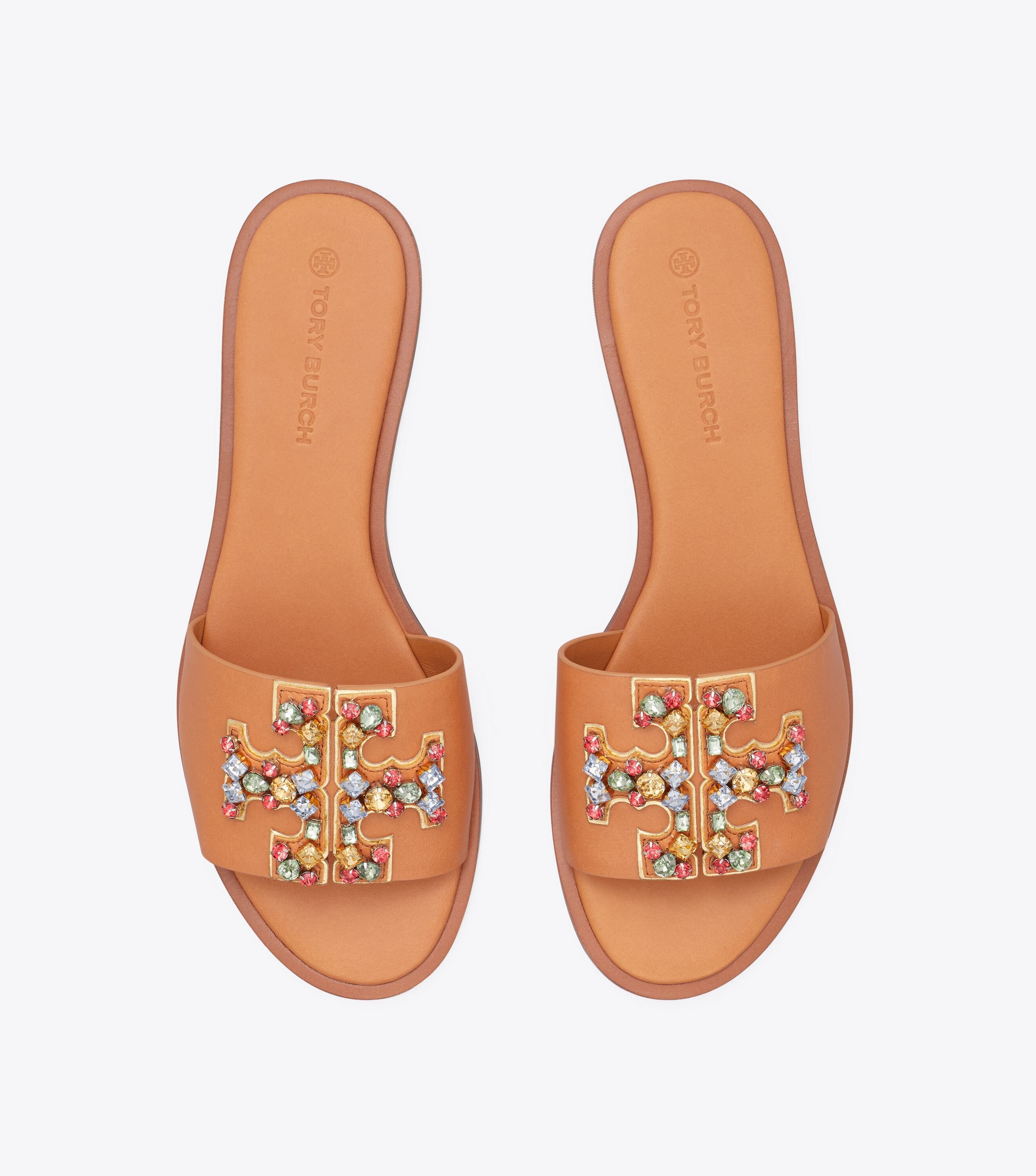 Tory burch embellished slides sale