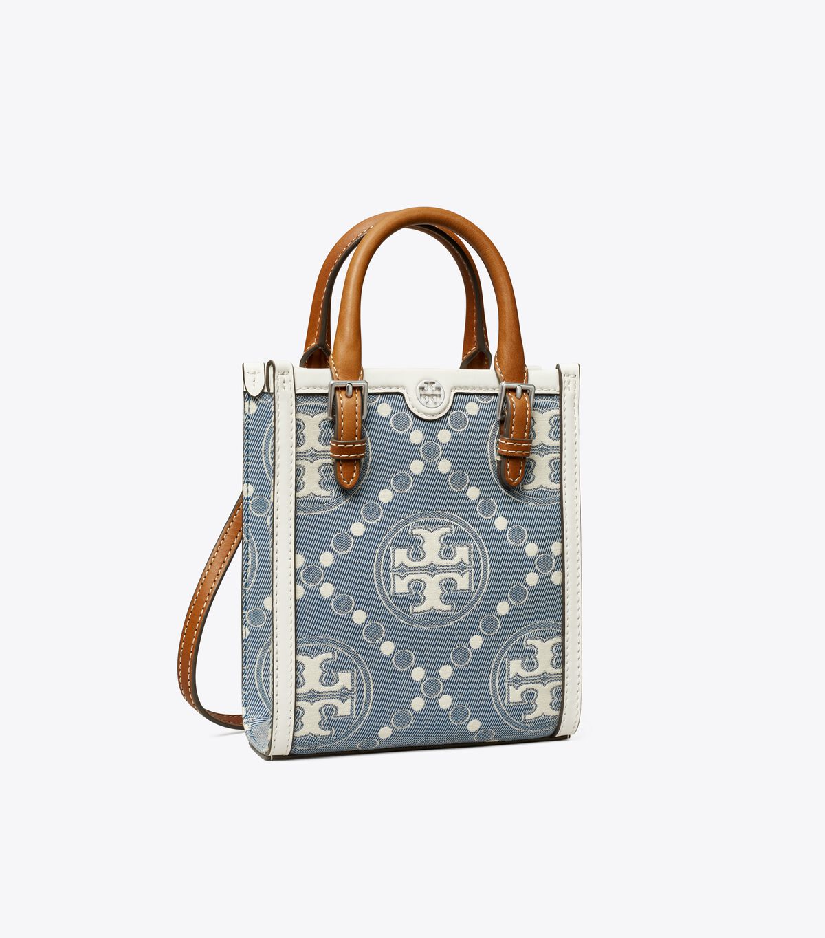 tory burch mini t monogram denim tote